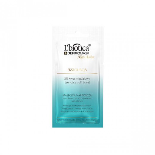 L'Biotica Dermomask, maseczka naprawcza, Eksfoliacja, 12 ml