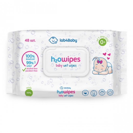 Chusteczki H2O Baby Wet Wipes Lab4Baby, 48 sztuk