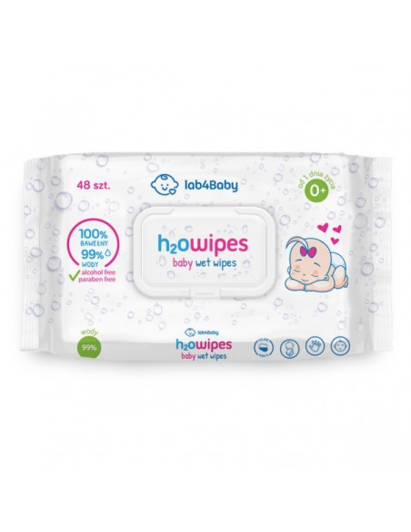 Chusteczki H2O Baby Wet Wipes Lab4Baby, 48 sztuk