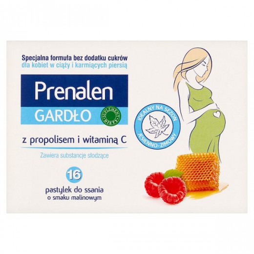 Prenalen Gardło, bez cukru, 16 pastylek do ssania