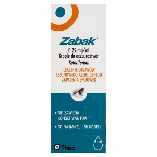 Zabak 0,25 mg/ ml, krople do oczu na alergię, 5 ml
