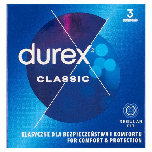 Durex Classic, prezerwatywy klasyczne gładkie, 3 sztuki