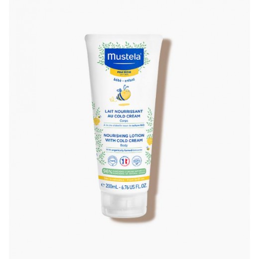 Mustela Bebe Enfant, odżywcze mleczko do ciała, z Cold Cream i organicznym woskiem pszczelim, od urodzenia, skóra sucha, 200 ml