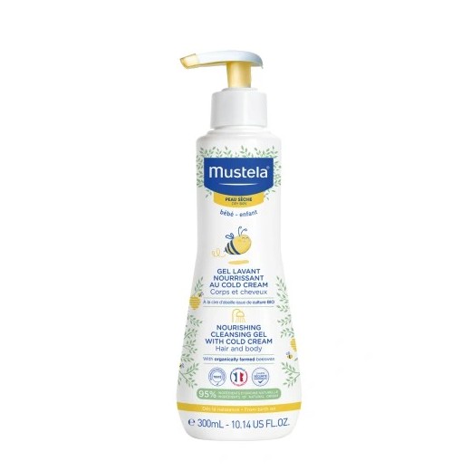 Mustela Bebe Enfant, odżywczy żel do mycia, z Cold Cream i organicznym woskiem pszczelim, od urodzenia, skóra sucha, 300 ml