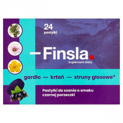 Finsla, smak czarnej porzeczki, 24 pastylki do ssania