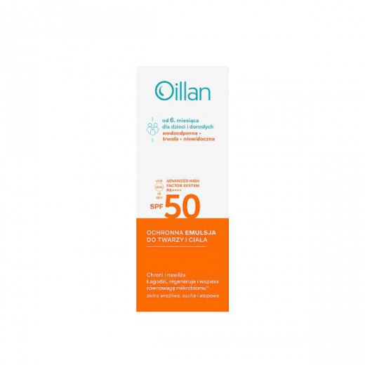 Oillan SUN, Ochronna emulsja do twarzy i ciała SPF50+, 100ml