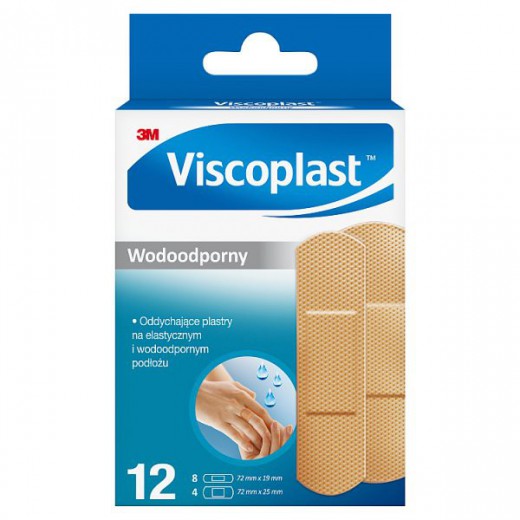 Plastry Viscoplast Wodoodporny, zestaw plastrów, 2 rozmiary, 12 sztuk