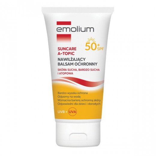 Emolium A-Topic Suncare, nawilżający balsam ochronny, SPF 50+, 150 ml
