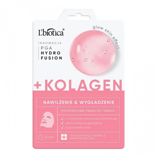 L'Biotica, hydrożelowa maska do twarzy z kolagenem, 1 sztuka