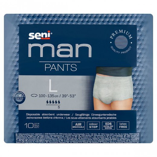 Seni Man Pants, Bielizna chłonna dla mężczyzn, L, 10 sztuk