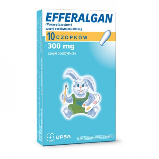 Efferalgan 300mg, dla dzieci od 4 do 9 lat, 10 czopków