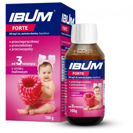 Ibum Forte o smaku malinowym, zawiesina 200mg/5ml, 100g