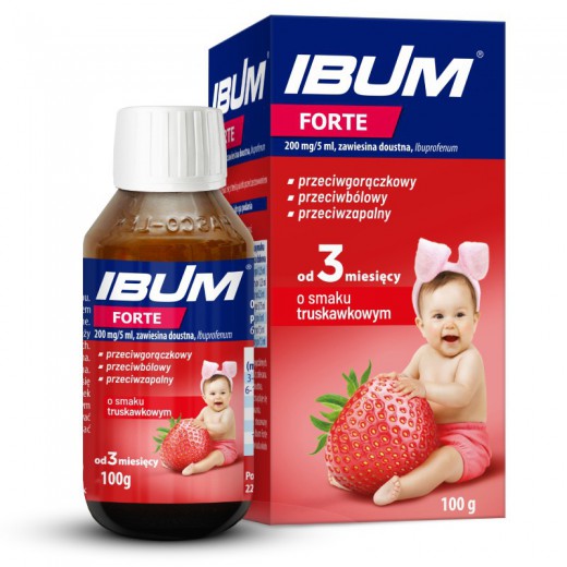 Ibum Forte 200mg/5ml, zawiesina doustna, dla dzieci od 3 miesiąca, smak truskawkowy, 100g