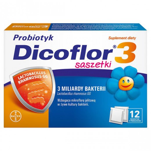 Dicoflor 3, dla niemowląt i dzieci, 12 saszetek