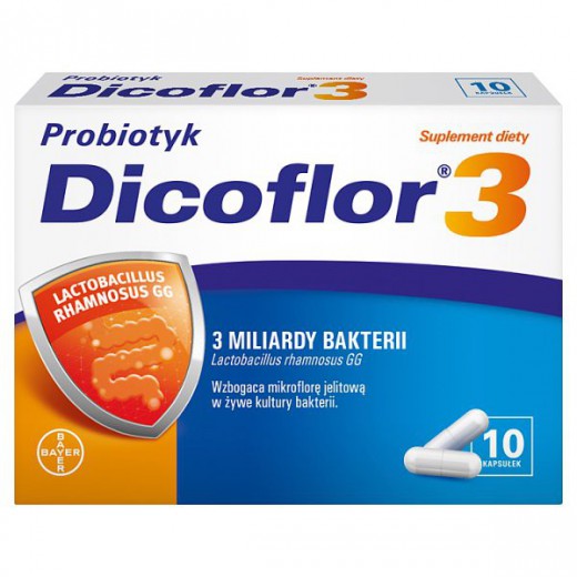 Dicoflor 3, dla dzieci od 3 roku życia i dorosłych, 10 kapsułek