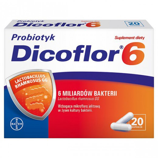 Dicoflor 6, dla dzieci od 3 lat i dorosłych, 20 kapsułek (nowe opakowanie)
