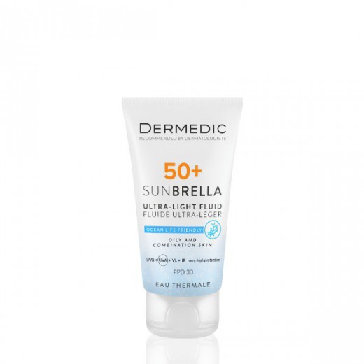 Dermedic Sunbrella, ultralekki krem ochronny do twarzy, skóra sucha i normalna, SPF 50+, 40 ml