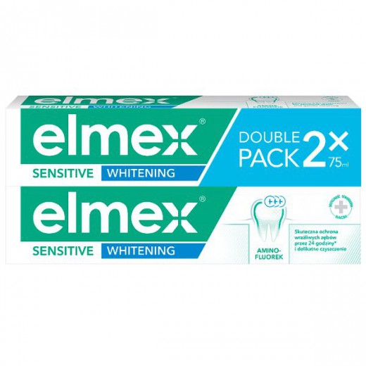Elmex Sensitive Whitening, pasta do zębów z aminofluorkiem, 2 x 75 ml