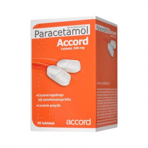 Paracetamol Accord 500mg, 50 tabletek