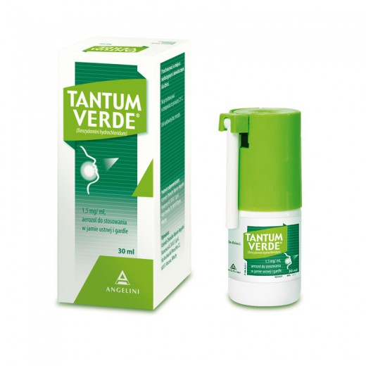Tantum Verde 1,5 mg/ ml, aerozol do stosowania w jamie ustnej i gardle, 30 ml