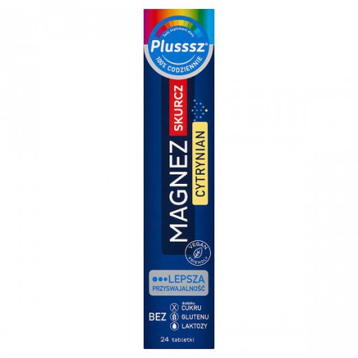 Plusssz Magnez Skurcz Cytrynian, smak cytryna-pomarańcza, 24 tabletki musujące