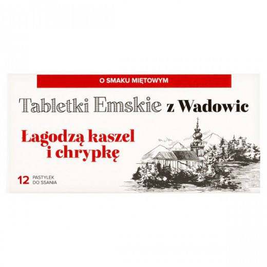 Tabletki Emskie z Wadowic, smak miętowy, 12 pastylek do ssania
