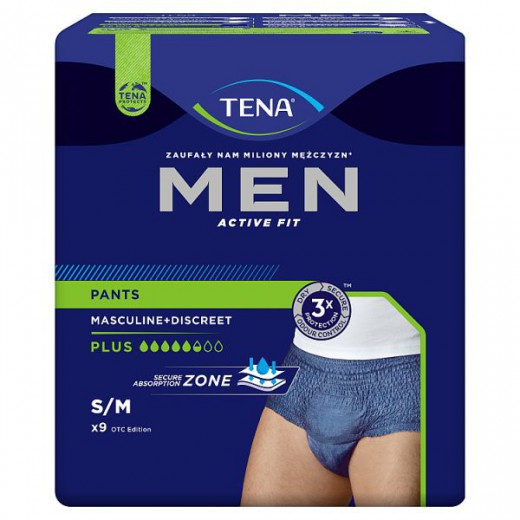Tena Men Pants, majtki chłonne, rozmiar M, 75-105 cm, Plus, 9 sztuk