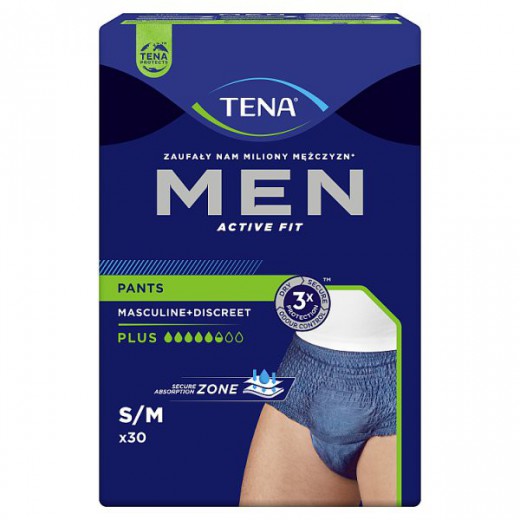 Tena Men Pants, majtki chłonne, rozmiar M, 75-105 cm, Plus, 30 sztuk