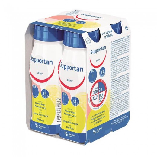 Supportan Drink, smak ananasowo-kokosowy, 4 x 200 ml