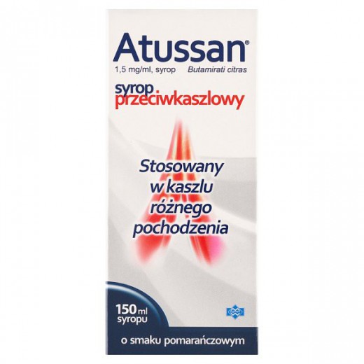 Atussan 1,5mg/ml, smak pomarańczowy, syrop, 150ml