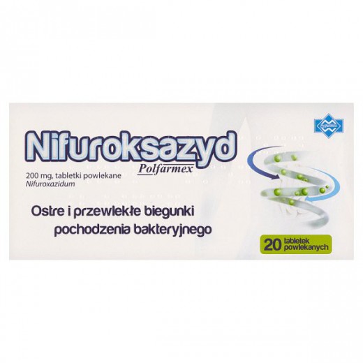 Nifuroksazyd Polfarmex 200 mg, 20 tabletek powlekanych