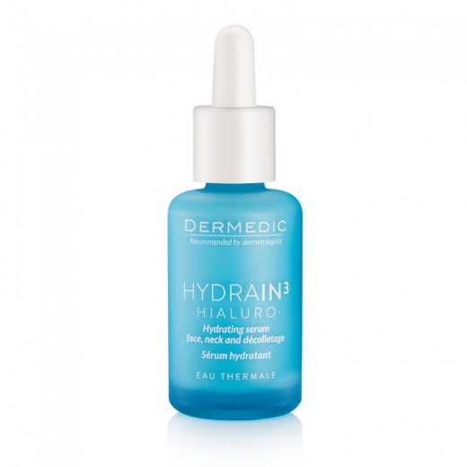 Dermedic Hydrain 3 Hialuro, serum nawadniające twarz, szyję i dekolt, skóra sucha, 30 ml