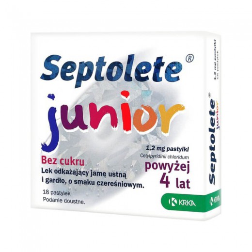 Septolete Junior (dawniej Septolete Cherry) 1,2mg, powyżej 4 lat, 18 pastylek