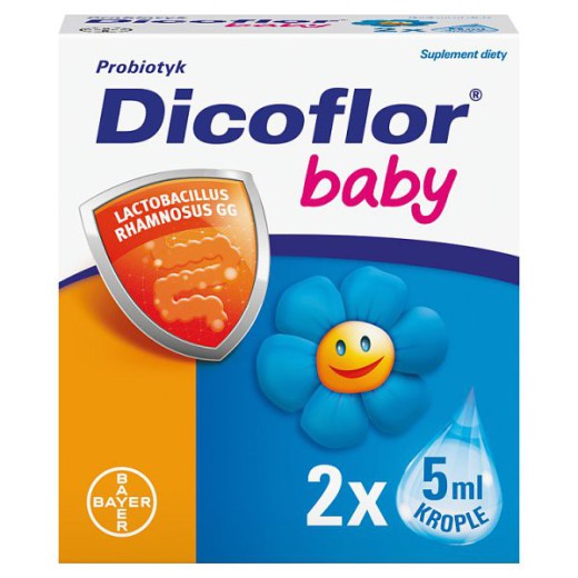 Zestaw Dicoflor Baby, dla niemowląt i dzieci, krople, 2 x 5 ml