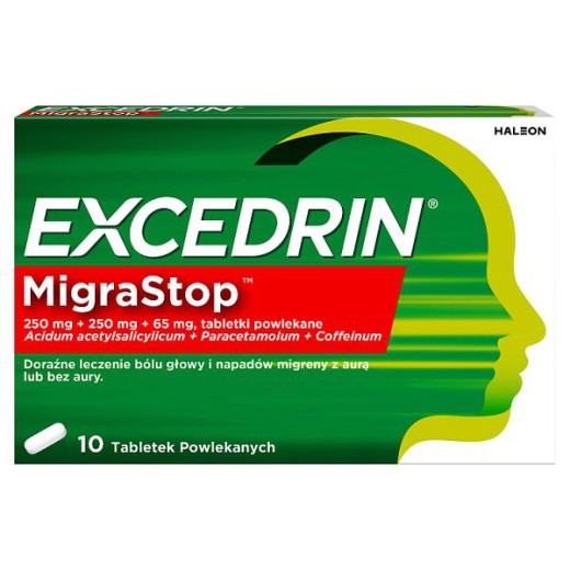 Excedrin Migra Stop 250 mg + 250 mg + 65 mg, 10 tabletek powlekanych