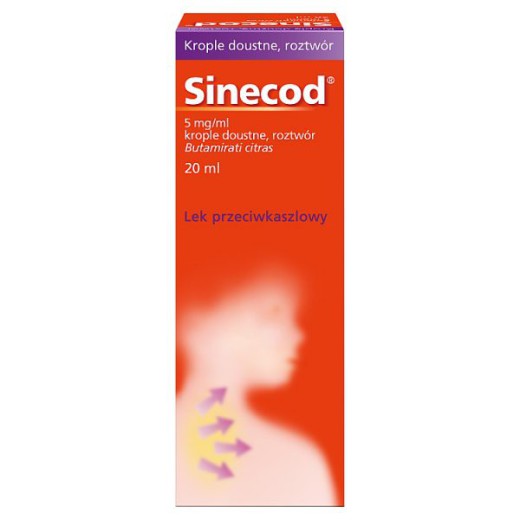 Sinecod 5mg/1m, krople doustne, dla dzieci powyżej 2 miesiąca, 20ml