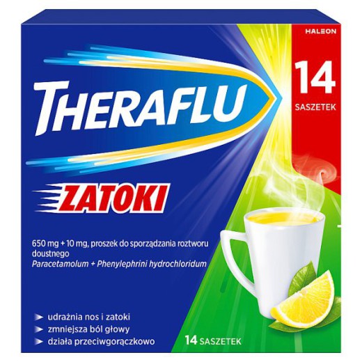 Theraflu Zatoki 650mg+10mg, 14 saszetek