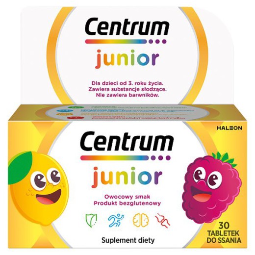 Centrum Junior dla dzieci od 4 lat, smak cytrynowo-malinowy, 30 tabletek do ssania