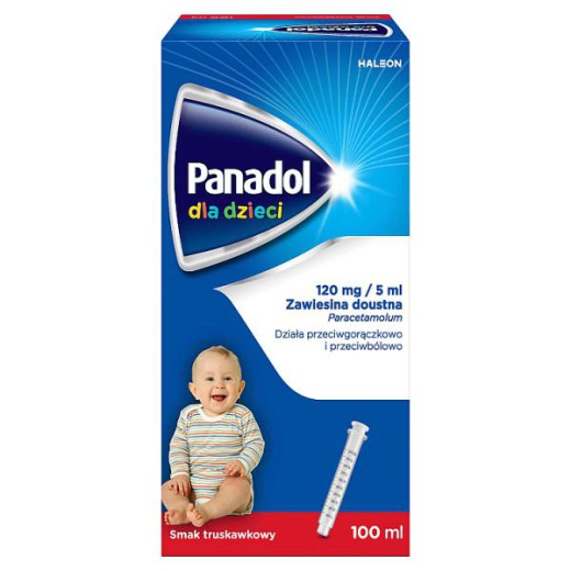 Panadol dla dzieci 120 mg/ 5 ml, zawiesina doustna, smak truskawkowy, 100 ml