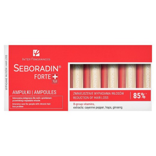 Seboradin Forte, kuracja przeciw wypadaniu włosów, 5,5 ml x 14 ampułek
