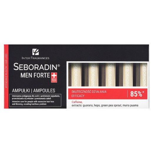 Seboradin Men Forte, kuracja przeciw wypadaniu włosów dla mężczyzn, 5,5 ml x 14 ampułek