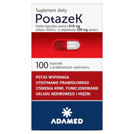 Potazek chlorek potasu, 100 kapsułek