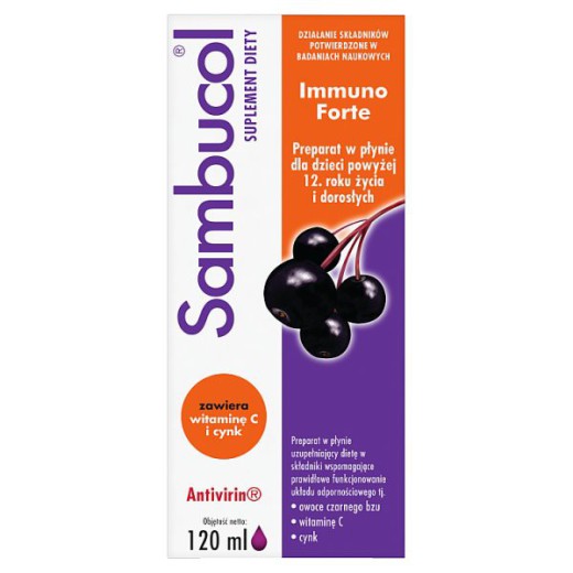 Sambucol Immuno Forte, płyn dla dzieci po 12 roku życia i dorosłych, 120 ml