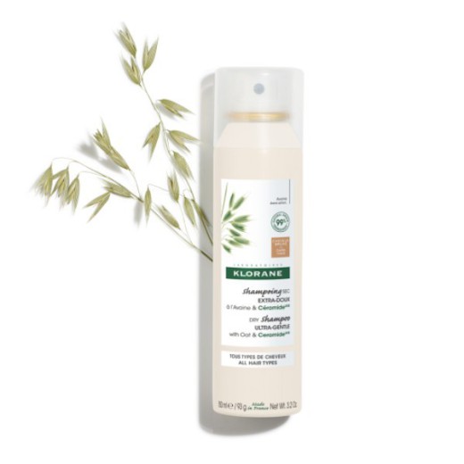 Klorane, ultrałagodny szampon suchy z Owsem i Ceramide-like – włosy ciemne, 150 ml
