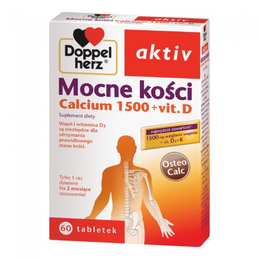 Doppelherz Aktiv, Mocne kości, calcium 1500+D, 60 tabletek