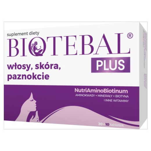 Biotebal Plus Włosy Skóra Paznokcie, 30 tabletek + 10 tabletek gratis