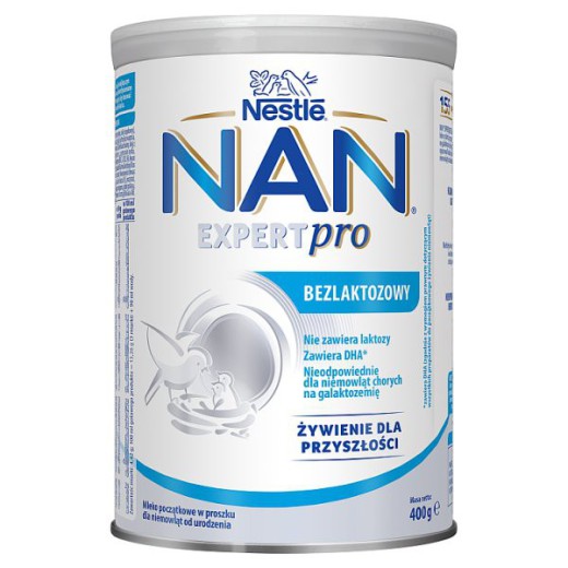 Nestle NAN Expertpro Bezlaktozowy, mleko początkowe dla niemowląt od urodzenia, 400 g