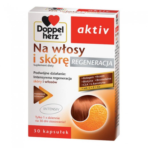 Doppelherz Aktiv, Na włosy i skórę Regeneracja, 30 kapsułek