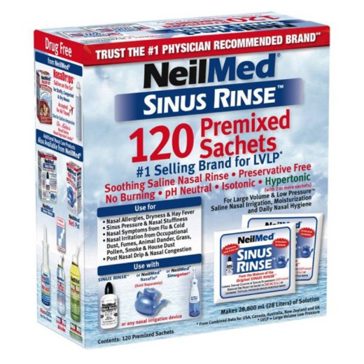 Sinus Rinse Kit, zestaw uzupełniający do irygacji zatok dla dorosłych, 120 saszetek