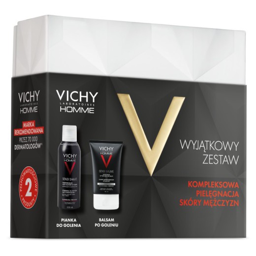 Vichy Homme, Xmass 2024, zestaw Kompleksowa Pielęgnacja Skóry Mężczyzn, pianka do golenia i balsam po goleniu